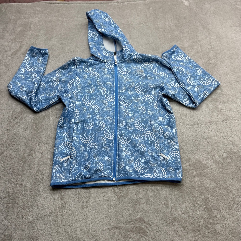 The North Face Full Zip Hoodie Girls XL‎ Blue Polka Dot Swirl Softshell Jacket